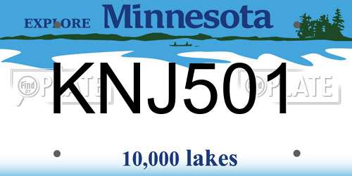 KNJ501 Minnesota License Plate
