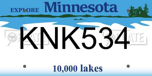 KNK534 Minnesota License Plate