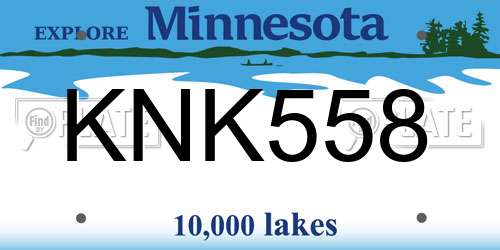 KNK558 Minnesota License Plate