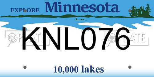 KNL076 Minnesota License Plate