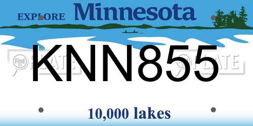 KNN855 Minnesota License Plate