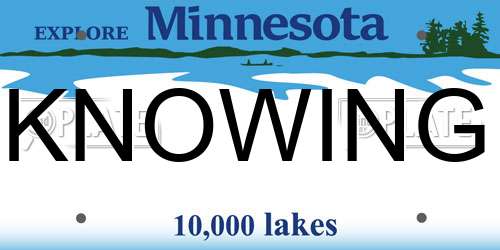KNOWING Minnesota License Plate