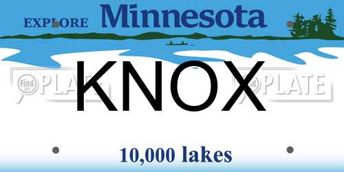 KNOX Minnesota License Plate