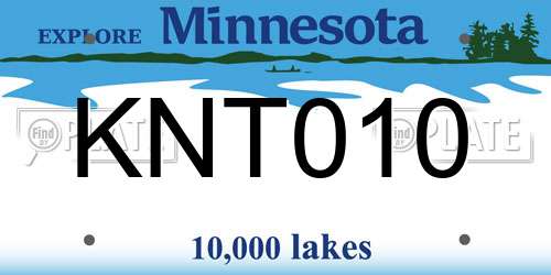 KNT010 Minnesota License Plate