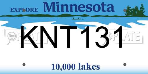 KNT131 Minnesota License Plate