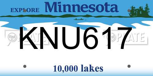 KNU617 Minnesota License Plate
