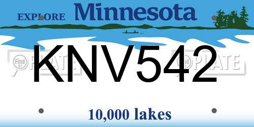 KNV542 Minnesota License Plate