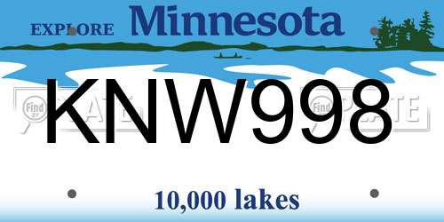 KNW998 Minnesota License Plate
