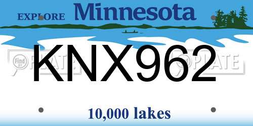 KNX962 Minnesota License Plate