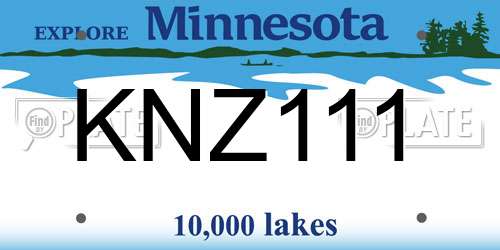 KNZ111 Minnesota License Plate