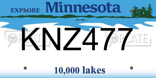 KNZ477 Minnesota License Plate
