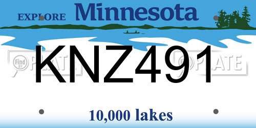 KNZ491 Minnesota License Plate