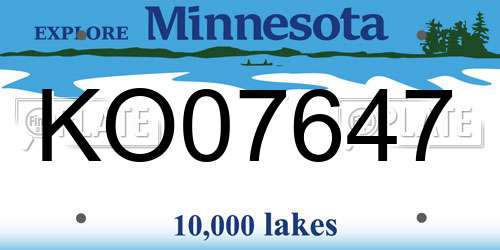 KO07647 Minnesota License Plate