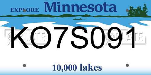 KO7S091 Minnesota License Plate