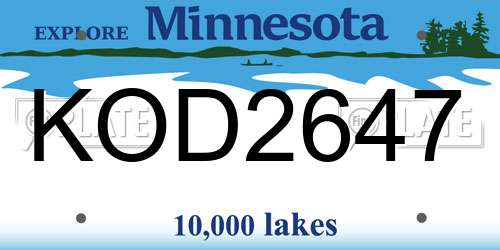 KOD2647 Minnesota License Plate