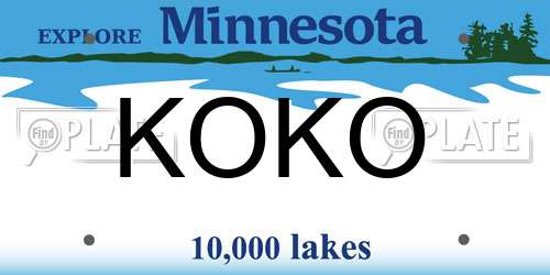 KOKO Minnesota License Plate