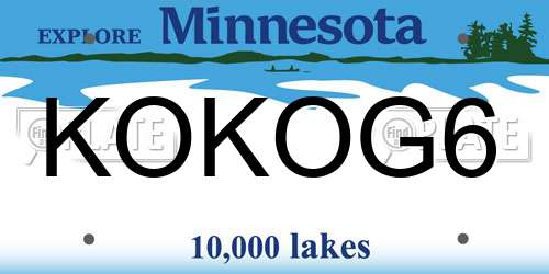 KOKOG6 Minnesota License Plate