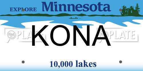 KONA Minnesota License Plate