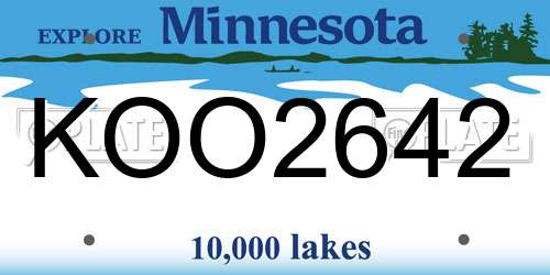 KOO2642 Minnesota License Plate