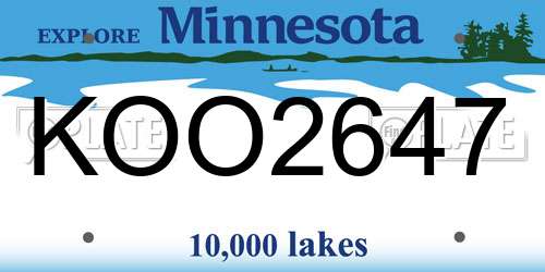 KOO2647 Minnesota License Plate