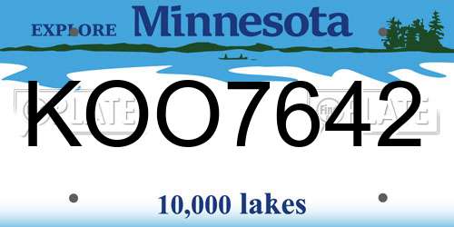 KOO7642 Minnesota License Plate