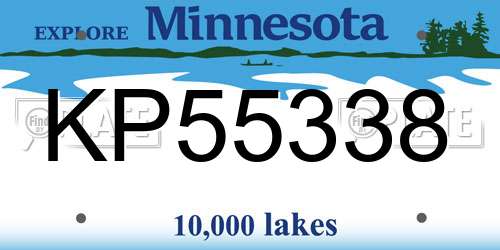 KP55338 Minnesota License Plate