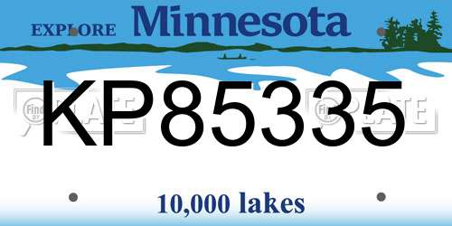KP85335 Minnesota License Plate
