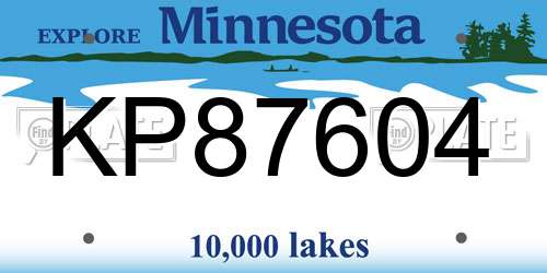 KP87604 Minnesota License Plate