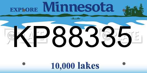 KP88335 Minnesota License Plate