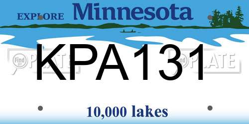 KPA131 Minnesota License Plate