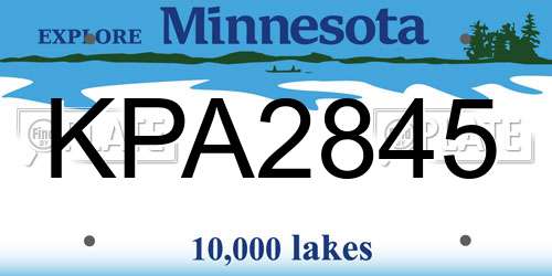 KPA2845 Minnesota License Plate