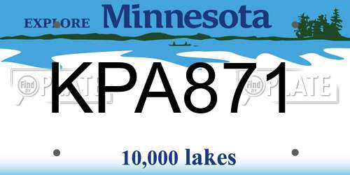 KPA871 Minnesota License Plate