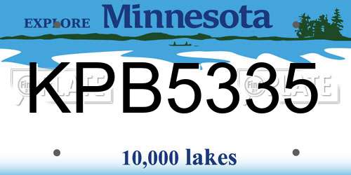 KPB5335 Minnesota License Plate