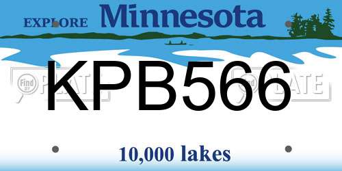 KPB566 Minnesota License Plate