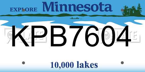 KPB7604 Minnesota License Plate