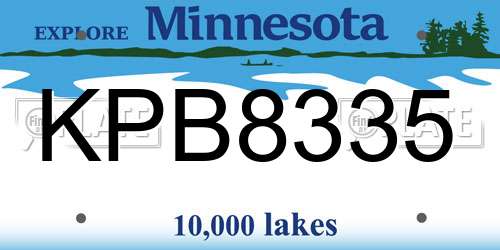 KPB8335 Minnesota License Plate
