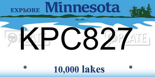 KPC827 Minnesota License Plate