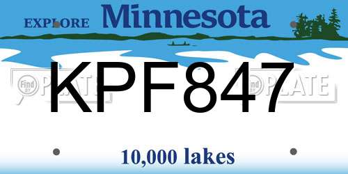 KPF847 Minnesota License Plate