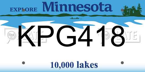 KPG418 Minnesota License Plate