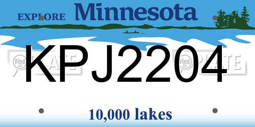 KPJ2204 Minnesota License Plate