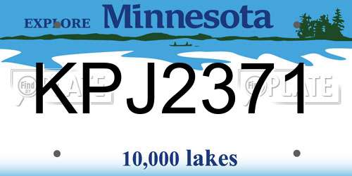KPJ2371 Minnesota License Plate