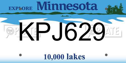 KPJ629 Minnesota License Plate