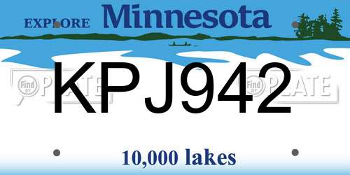 KPJ942 Minnesota License Plate