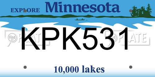 KPK531 Minnesota License Plate
