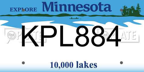 KPL884 Minnesota License Plate