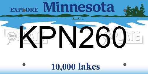 KPN260 Minnesota License Plate