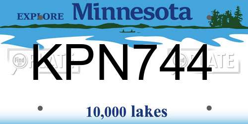 KPN744 Minnesota License Plate