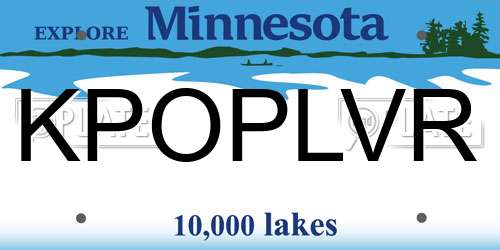 KPOPLVR Minnesota License Plate