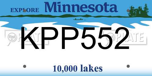 KPP552 Minnesota License Plate