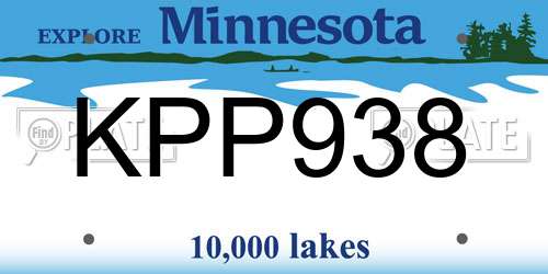 KPP938 Minnesota License Plate